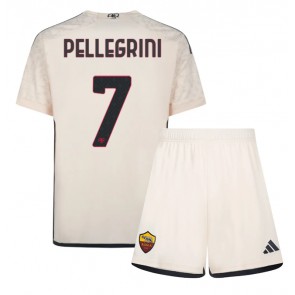 AS Roma Lorenzo Pellegrini #7 Koszulka Wyjazdowych Dziecięca 2023-24 Krótki Rękaw (+ Krótkie spodenki)
